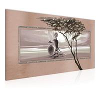 Runa Art Tableau Decoration Murale Afrique Femme 1 Partie Moderne Toile non tissée Salon Salle Africain Motif Orange 000912b