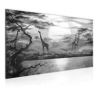 Runa Art Tableau Decoration Murale Afrique Girafe 1 Partie Moderne Toile non tissée Salon Salle Savane Noir Et Blanc 000112c