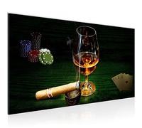 Runa Art Tableau Decoration Murale Alcool Poker 1 Partie Moderne Toile non tissée Salon Salle Cigare Whisky Vert 502212c