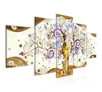 Runa art Tableau Décoration Murale Arbre de vie de Gustav Klimt 150x75 cm - 5 Panneaux Deco Toile Prêt à Accrocher 003053a