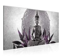 Runa Art Tableau Decoration Murale Bouddha 1 Partie Moderne Toile non tissée Salon Salle Oriental Noir et blanc 031212c