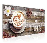Runa Art Tableau Decoration Murale Café Cuisine 1 Partie Moderne Toile non tissée Salon Salle Be Happy Marron 020712a