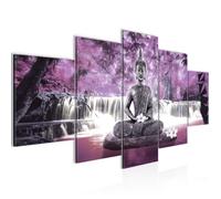 Runa art Tableau Décoration Murale Cascade Bouddha 200x100 cm - 5 Panneaux Deco Toile Prêt à Accrocher 503551c