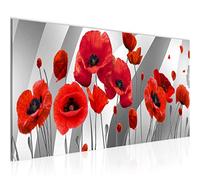 Runa Art Tableau Decoration Murale Coquelicots 1 Partie Moderne Toile non tissée Salon Salle Panorama Rouge Gris 208812b