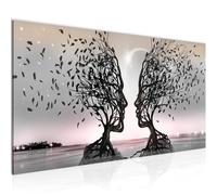 Runa Art Tableau Decoration Murale - Couple d'Amoureux - Moderne Toile non Tissée - Salon Salle - Abstrait Arbre Gris Rose - 044812b