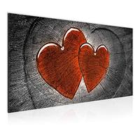Runa Art Tableau Decoration Murale Cœur Bois 1 Partie Moderne Toile non tissée Salon Salle Aspect Bois Gris Rouge 104112c