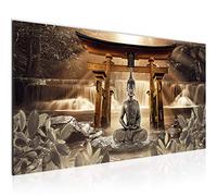 Runa Art Tableau Decoration Murale Feng Shui Bouddha 1 Partie Moderne Toile non tissée Salon Salle Bien-être zen brun 036412b
