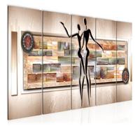 Runa art Tableau Décoration Murale Figures Abstraites 150x60 cm - 5 Panneaux Deco Toile Prêt à Accrocher 302356a