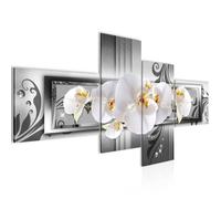 Runa art Tableau Décoration Murale Fleurs D'orchidée 200x95 cm - 4 Panneaux Deco Toile Prêt à Accrocher 206241c