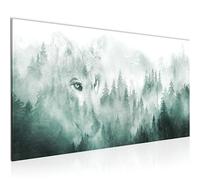 Runa Art Tableau Decoration Murale Forêt Brouillard 1 Partie Moderne Toile non tissée Salon Salle Loup Vert 033412b
