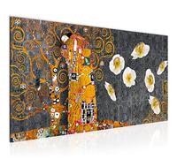Runa Art Tableau Decoration Murale Gustav Klimt Le Baiser 1 Partie Moderne Toile non tissée Salon Salle Collage Gris Jaune 021512c