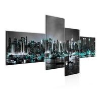 Runa art Tableau Décoration Murale La ville de New York 200x95 cm - 4 Panneaux Deco Toile Prêt à Accrocher 605441b