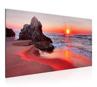 Runa Art Tableau Decoration Murale Le Coucher Du Soleil Plage 1 Partie Moderne Toile non tissée Salon Salle Côte Mer Rouge 609512b