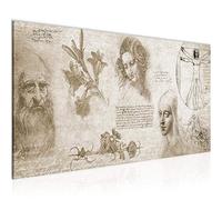 Runa Art Tableau Decoration Murale Leonardo Da Vinci 1 Partie Moderne Toile non tissée Salon Salle Esquisse Renaissance Biege 700412a