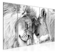 Runa art Tableau Décoration Murale Lions Amour 150x60 cm - 5 Panneaux Deco Toile Prêt à Accrocher 002156c