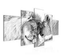 Runa art Tableau Décoration Murale Lions Amour 200x100 cm - 5 Panneaux Deco Toile Prêt à Accrocher 002151c