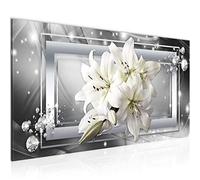 Runa Art Tableau Decoration Murale Lis Fleurs 1 Partie Moderne Toile non tissée Salon Salle Abstrait Gris Beige 021712c