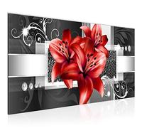 Runa Art Tableau Decoration Murale Lis Fleurs 1 Partie Moderne Toile non tissée Salon Salle Abstrait Rouge 008612c
