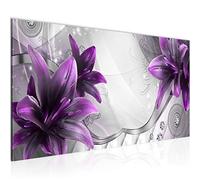 Runa Art Tableau Decoration Murale Lys De Fleurs 1 Partie Moderne Toile non tissée Salon Salle abstrait Violet gris 036812b