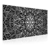 Runa Art Tableau Decoration Murale Mandala Abstrait 1 Partie Moderne Toile non tissée Salon Salle Noir Blanc Gris 107412c