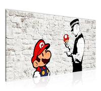 Runa Art Tableau Decoration Murale Mario Cop Banksy 1 Partie Moderne Toile non tissée Salon Salle Art Urbain Blanc 006512a