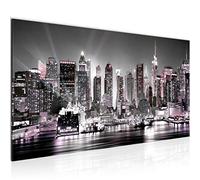 Runa Art Tableau Decoration Murale New York City 1 Partie Moderne Toile non tissée Salon Salle Horizon Rose Gris 605512b