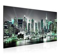 Runa Art Tableau Decoration Murale New York City 1 Partie Moderne Toile non tissée Salon Salle Ville Turquoise Gris 605512c