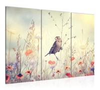 Runa art Tableau Décoration Murale Oiseau Fleurs 120x80 cm - 3 Panneaux Deco Toile Prêt à Accrocher 010631a