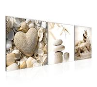 Runa art Tableau Décoration Murale Pierre de Plage Feng Shui 90x30 cm - 3 Panneaux Deco Toile Prêt à Accrocher 501634a