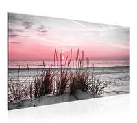 Runa Art Tableau Decoration Murale Plage Coucher de soleil 1 Partie Moderne Toile non tissée Salon Salle Mer Nature Gris Rose 043712b
