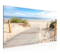Runa Art Tableau Decoration Murale - Plage Mer - 1 Partie - Moderne Toile non Tissée - Salon Salle Panorama - Beige Bleu - 607312b