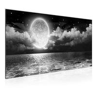 Runa Art Tableau Decoration Murale Pleine Lune Mer 1 Partie Moderne Toile non tissée Salon Salle L'Eau Noir Blanc 025312c