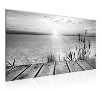 Runa Art Tableau Decoration Murale Pont Au Lac 1 Partie Moderne Toile Non tissée Salon Salle Paysage Noir et Blanc 034312c