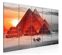 Runa art Tableau Décoration Murale Pyramide Egypte 200x80 cm - 5 Panneaux Deco Toile Prêt à Accrocher 601855a