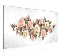 Runa Art Tableau Decoration Murale Roses Fleurs 1 Partie Moderne Toile non tissée Salon Salle Abstrait Gris Beige 022312c