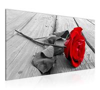 Runa Art Tableau Decoration Murale Roses Fleurs 1 Partie Moderne Toile non tissée Salon Salle Bois Rouge Gris 204412a