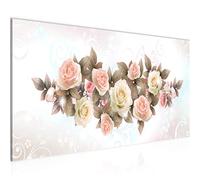 Runa Art Tableau Decoration Murale Roses Fleurs 1 Partie Moderne Toile non tissée Salon Salle Motif Floral Rose Beige 022312a