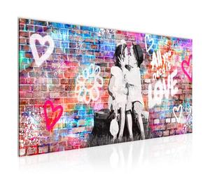 Runa Art Tableau Decoration Murale The First Kiss 1 Partie Moderne Toile Non tissée Salon Salle Street Art Multicolore 044612a