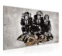 Runa Art Tableau Decoration Murale Trois Singes 1 Partie Moderne Toile Non tissée Salon Salle Art Urbain Gris 303412b
