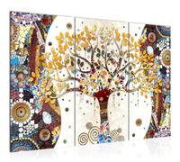 Runa Art Tableau Decorration Murale - Klimt L'Arbre De Vie Peinture - Salon - XXL 120 x 80 Cm - Coloré Abstrait Arbre - 3 Parties - 004631a