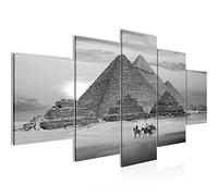 Runa Art - Tableau Egypte Pyramides 200 x 100 cm 5 Parties XXL Decoration Murale Dessin Noir Blanc 601851c