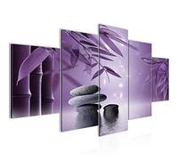 Runa Art - Tableau Feng Shui Des Pierres 200 x 100 cm 5 Parties XXL Decoration Murale Dessin Pourpre Violet 501951c