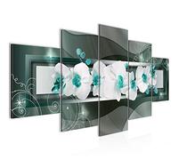 Runa Art - Tableau Fleurs Orchidée 200 x 100 cm 5 Parties XXL Decoration Murale Dessin Gris Vert 206451c