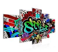 Runa Art - Tableau Graffiti 200 x 100 cm 5 Parties XXL Decoration Murale Dessin Coloré 004551a