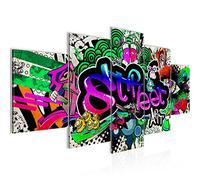 Runa Art - Tableau Graffiti 200 x 100 cm 5 Parties XXL Decoration Murale Dessin Coloré 004551c