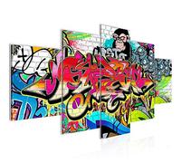 Runa Art - Tableau Graffiti 200 x 100 cm 5 Parties XXL Decoration Murale Dessin Coloré 401751a