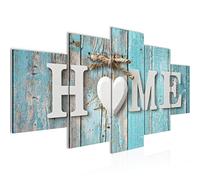 Runa Art - Tableau Home 200 x 100 cm 5 Parties XXL Decoration Murale Dessin Turquoise Gris 014851b