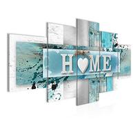 Runa Art - Tableau Home Coeur 200 x 100 cm 5 Parties XXL Decoration Murale Dessin Bleu Gris 504551a