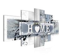 Runa Art - Tableau Home Coeur 200 x 100 cm 5 Parties XXL Decoration Murale Dessin Bleu Gris 504551c