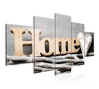 Runa Art - Tableau Home Coeur 200 x 100 cm 5 Parties XXL Decoration Murale Dessin Gris Beige 009551a